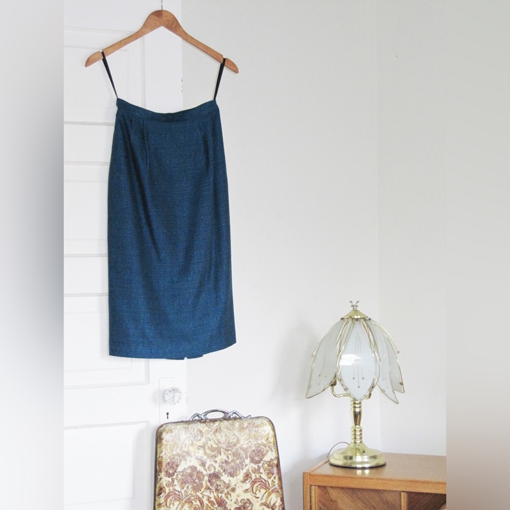 Blue Vintage High-Waisted Pencil Skirt